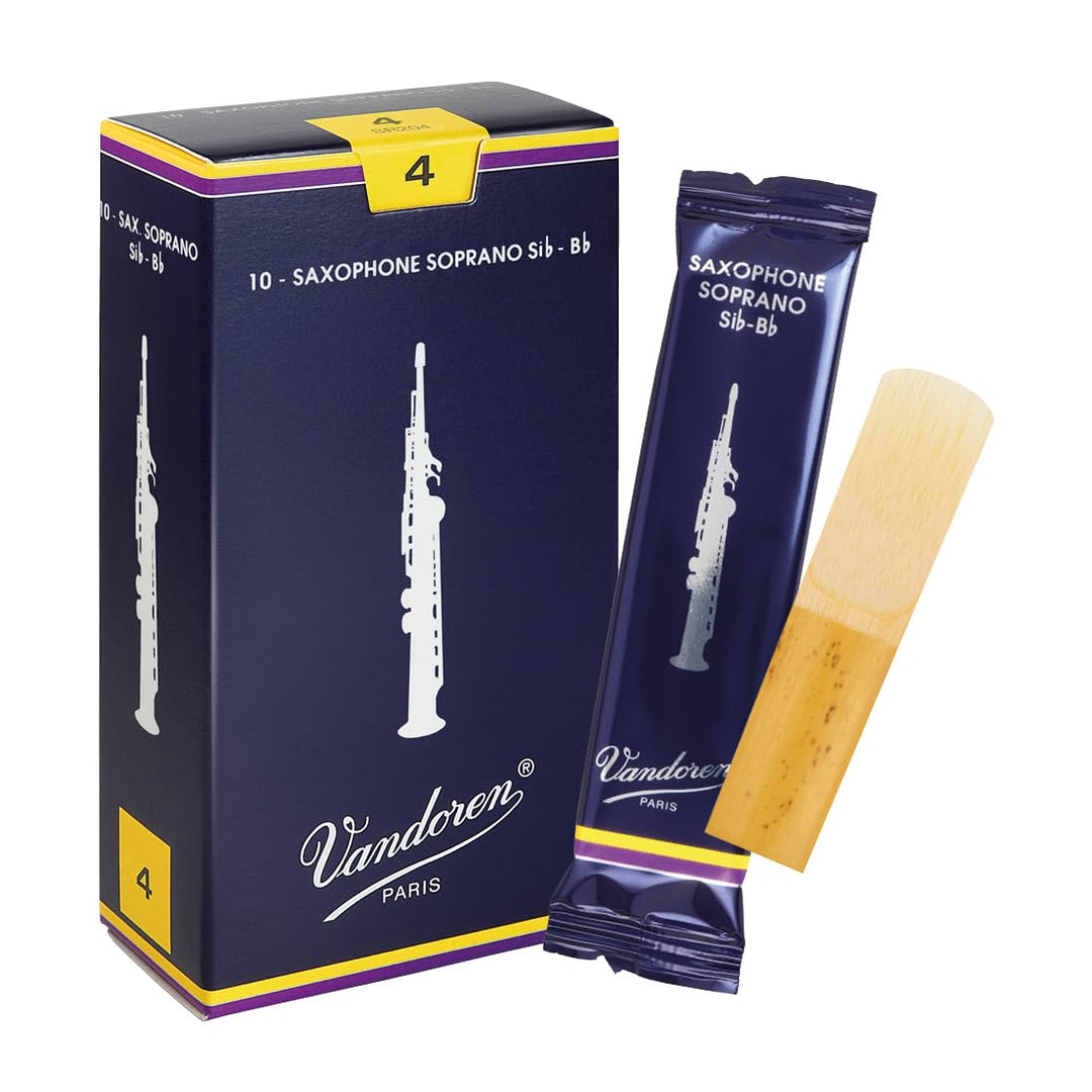 Vandoren SR204 Traditionell Sopran Saxophon Blätter - 10 Einheiten Stärke 4, Stärke 4