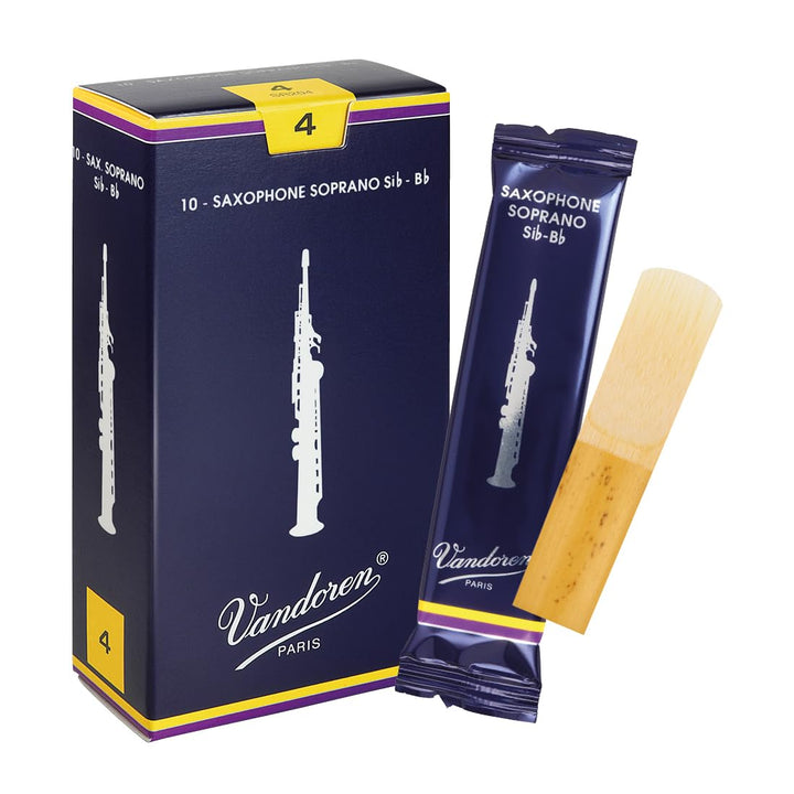 Vandoren SR204 Traditionell Sopran Saxophon Blätter - 10 Einheiten Stärke 4, Stärke 4