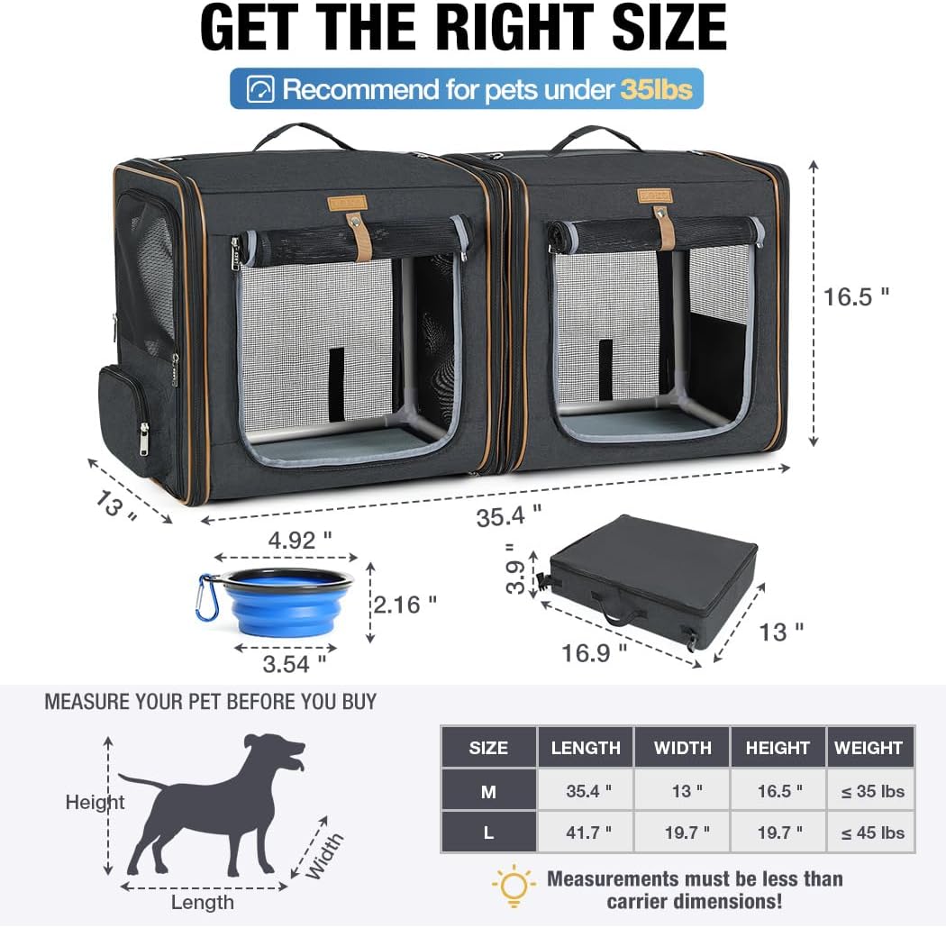 2-in-1 Hundebox Transportbox Katze für Mittelgrosses Haustier, Faltbare Katzentransportbox mit Stark