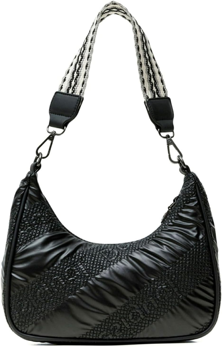 Desigual Damen Fabric Shoulder Bag, U Schwarz, Schwarz