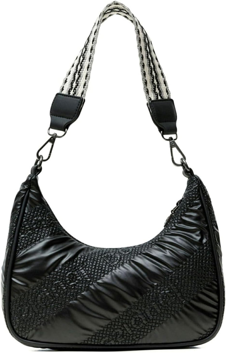 Desigual Damen Fabric Shoulder Bag, U Schwarz, Schwarz