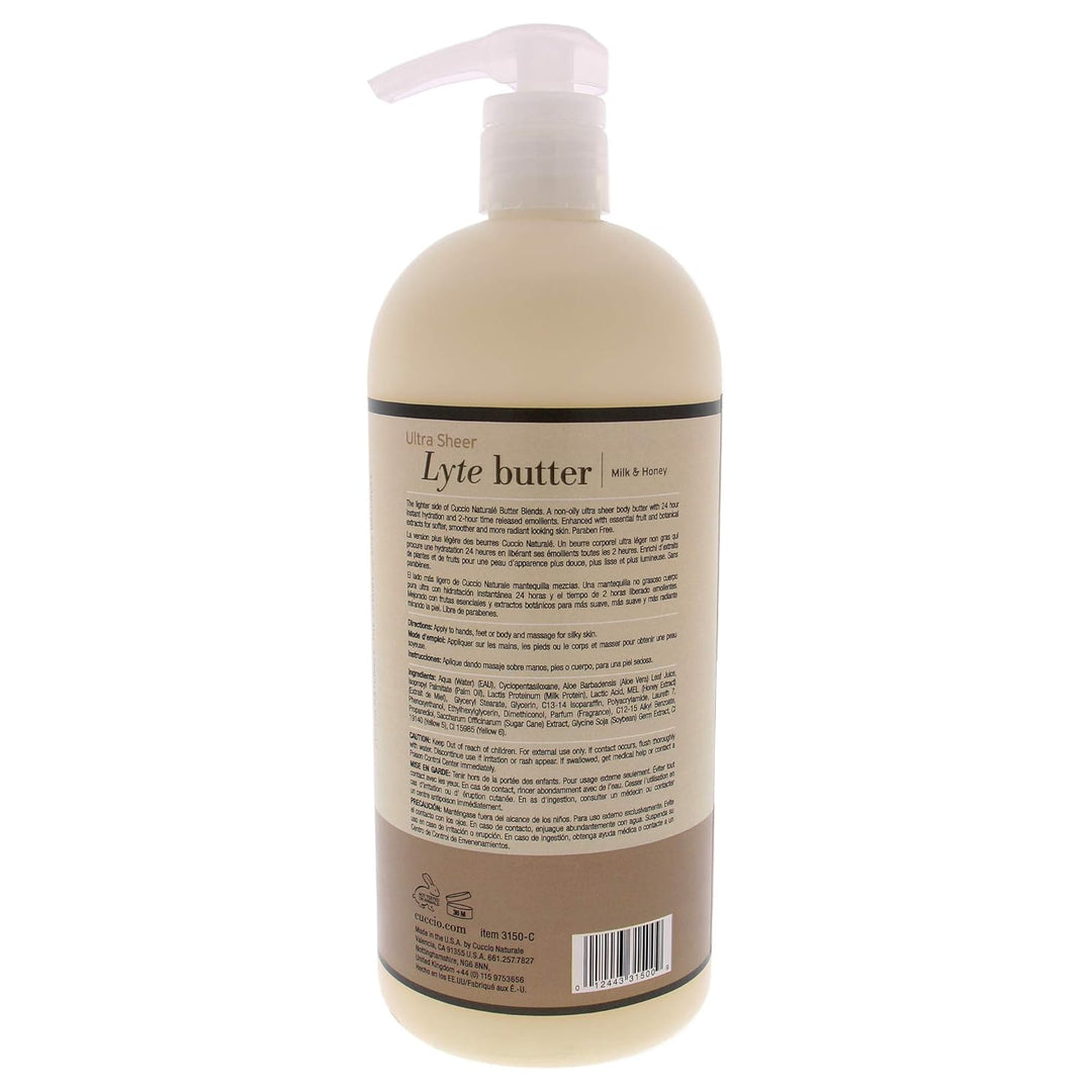 Cuccio - Ultra Sheer Lyte Butter - Milk and Honey - for Unisex - Body Butter - 32 oz Milch und Honig