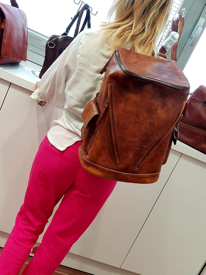 Leder rucksack braun gewaschen leder rucksack damen herren reisetasche kalbsleder rucksack vintage l