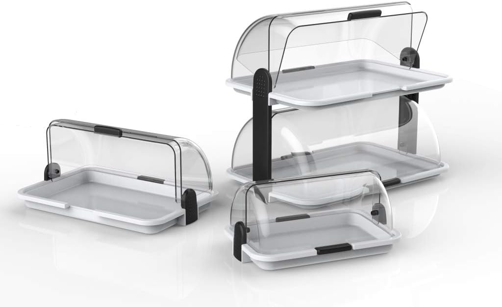 BIESSE Classica Mehrzweck-Brotkasten Doppelt, Polypropylen, Silberfarben/Weiss, 44,2 x 31 x 40,5 cm