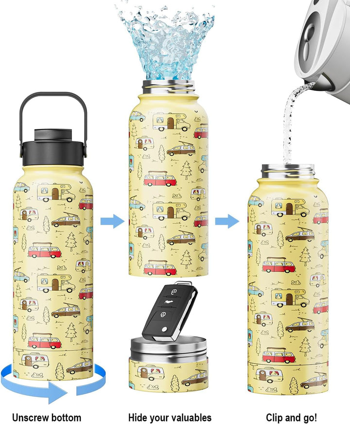 Domemit Wohnwagen Zubehör, Wasserflasche aus Edelstahl mit Verstecktem Platz für Geheimversteck Reis