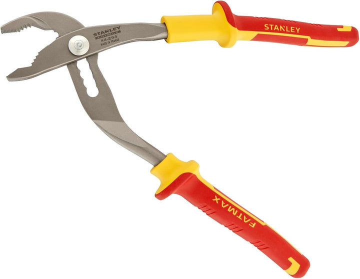 Stanley Wasserpumpenzange Maxsteel VDE (Spannungen bis 1.000 V, Bi-Material Handgriff, Qualitätsstah