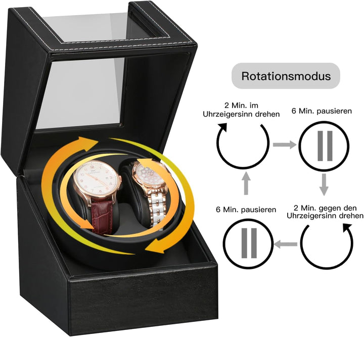 Automatische Uhrenbeweger Box,luxuriöser Uhrenbeweger,Uhrengehäuse mit leisem Mabuchi Motor,Batterie
