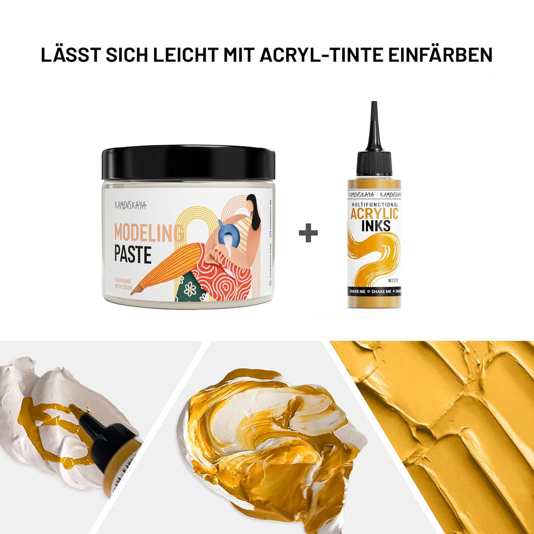 KAMENSKAYA Strukturpaste für Acrylmalerei, 500 ml (815 g) Fein Elfenbein 500 ml, Fein Elfenbein 500