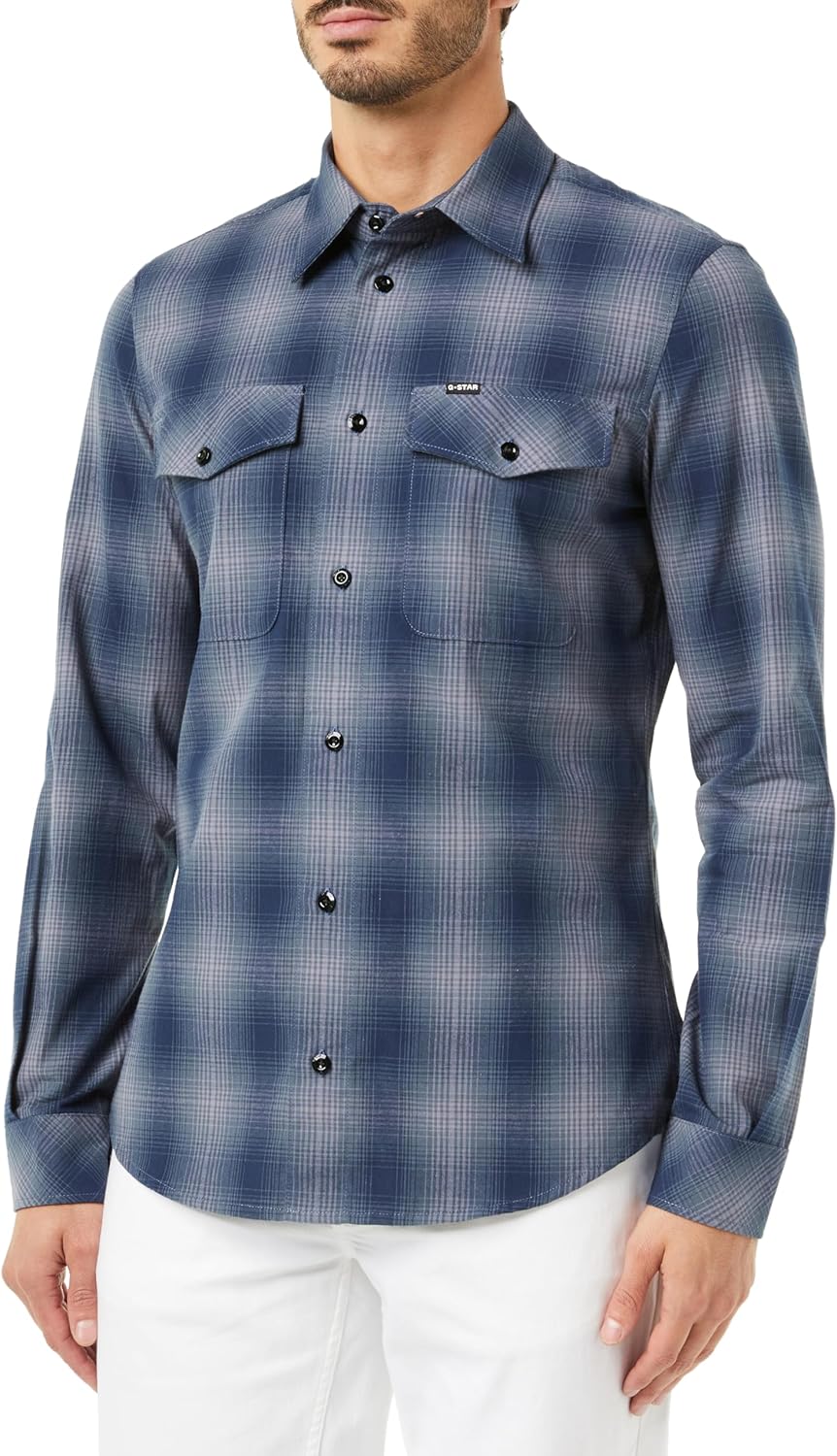 G-STAR RAW Herren Marine Slim Shirts XS Mehrfarben (Rank Blue Vanderbilt Check D20165-d412-g092), XS