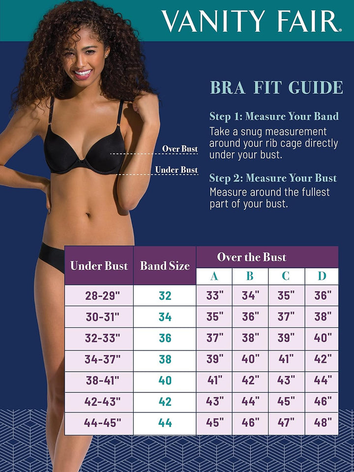 Vanity Fair Damen Ego Boost Push Up Bra, Adds Up to One Full Cup Size, Underwire Push Up Bras for Wo