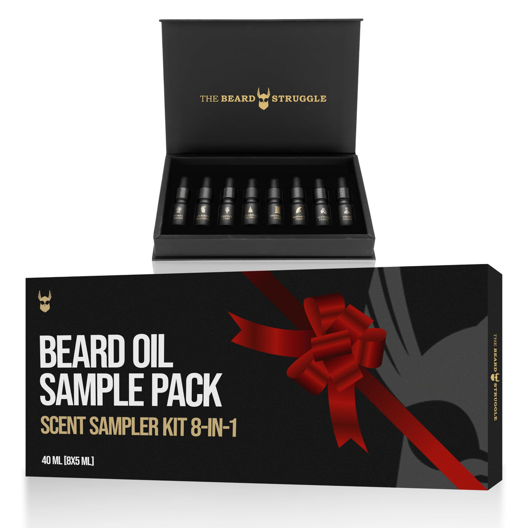 The Beard Struggle Bartöl Probierpaket 8-in-1 – Premium Bartöl Duft Set für Männer – Set mit 8 Probe