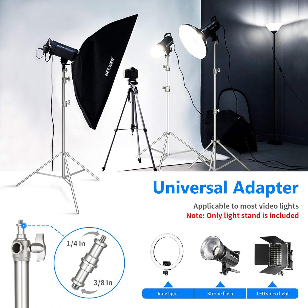 NEEWER 118"/3m Edelstahl Lichtständer, gefederter Heavy Duty Fotografie Stativständer mit 1/4" auf 3