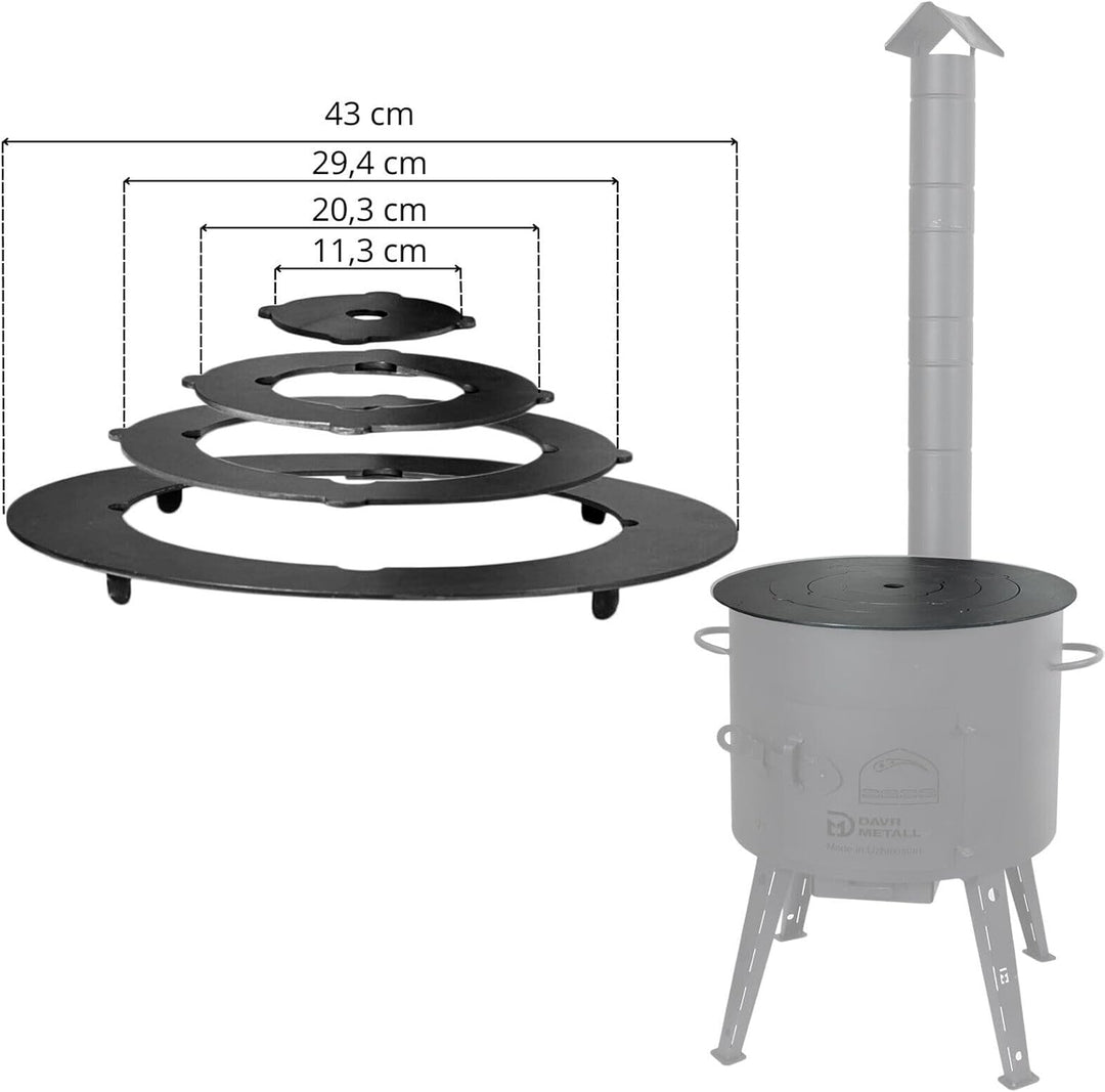 4BIG.fun Adapter - Ringe für Eintopfofen 38-42 cm Utschak Herdplatte für Feuerkessel Anpassungsplatt