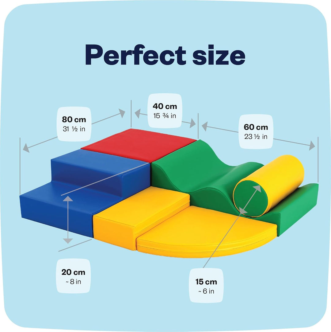 IGLU SOFT PLAY 6 Softbausteine Riesenbausteine Schaumstoffbausteine - Anti-Rutsch (Blau,gelb,grün,ro