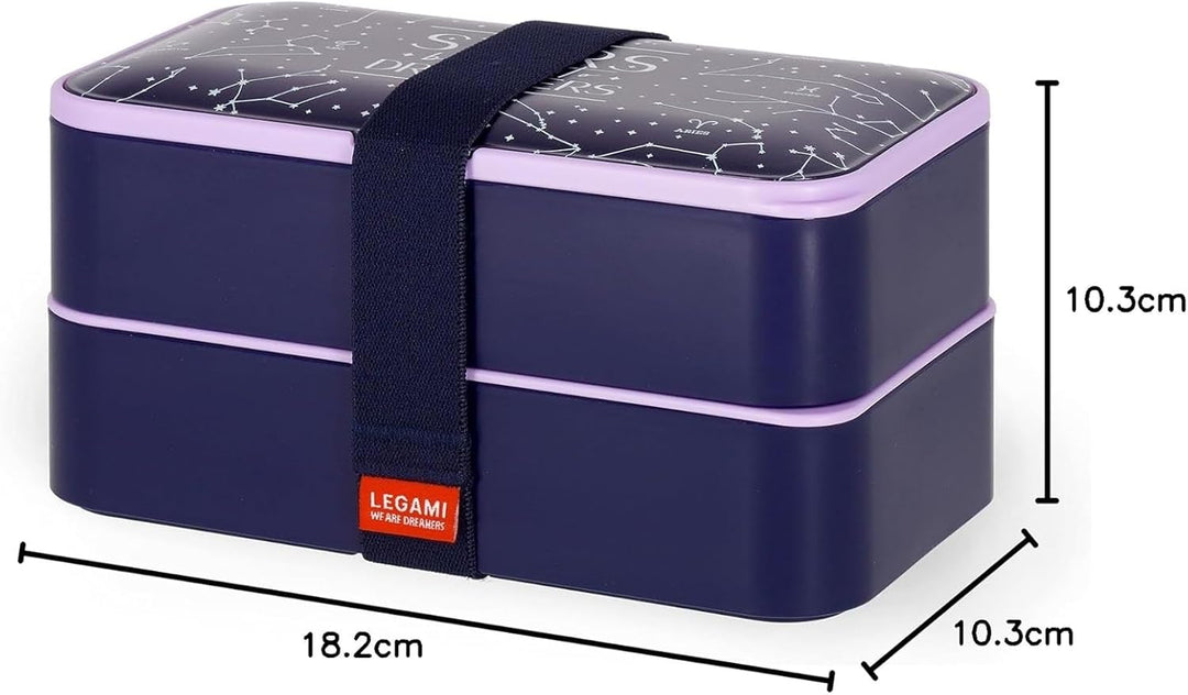 Legami - Lunchbox mit 3 Besteckn, Stars, Lunchbox, Fassungsvermögen 1200 ml, auslaufsicher, mikrowel