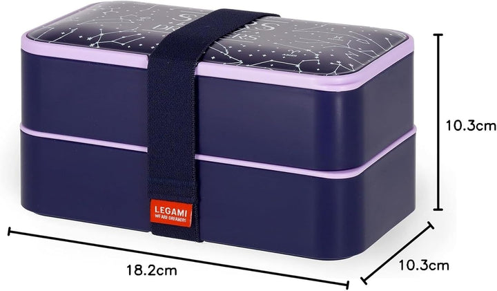 Legami - Lunchbox mit 3 Besteckn, Stars, Lunchbox, Fassungsvermögen 1200 ml, auslaufsicher, mikrowel