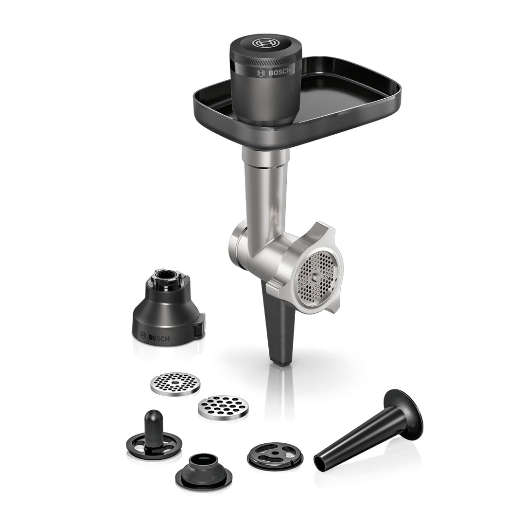 Bosch Zubehör MUZS6HA, Fleischwolf, Lochscheibe 8 mm, Lochscheibe 3 mm, Wurstfüller-Aufsatz, Kebbe-A