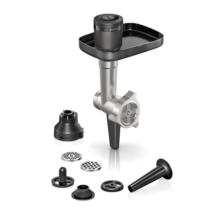 Bosch Zubehör MUZS6HA, Fleischwolf, Lochscheibe 8 mm, Lochscheibe 3 mm, Wurstfüller-Aufsatz, Kebbe-A