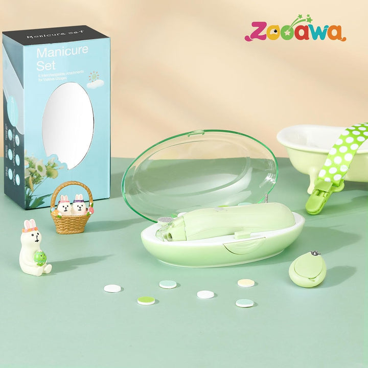 Zooawa Baby Nagelknipser 20 in 1, Elektrischer Baby Nageltrimmer, Nagelfeilen Set mit 12 Ersatzpads,