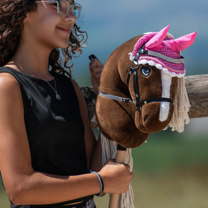 Hobby Horse A3 Sunny Dream – dunkles Alezan-Pferd mit gewaschenem Rosshaar – komplettes Netz mit gli