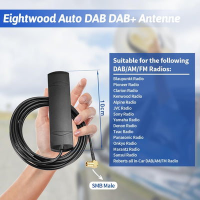 Eightwood DAB DAB+ Antenne Auto FM AM Radio Antenne Windschutzscheiben Antenne Patch Antenne 17dbi +