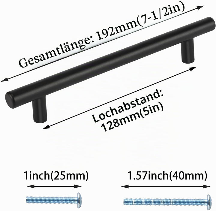 LONTAN 20 Stück Küchengriffe Schwarz 128mm lochabstand Griffe für Küchenschränke Möbelgriffe Schrank