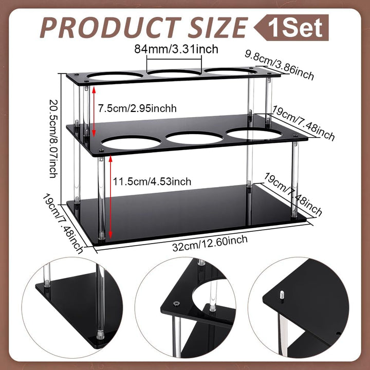 UNICRAFTALE 2 Etagen Acryl Kaffeesirup Organizer Rack 6 Flaschen Schwarzer Flaschenhalter Ständer Ka