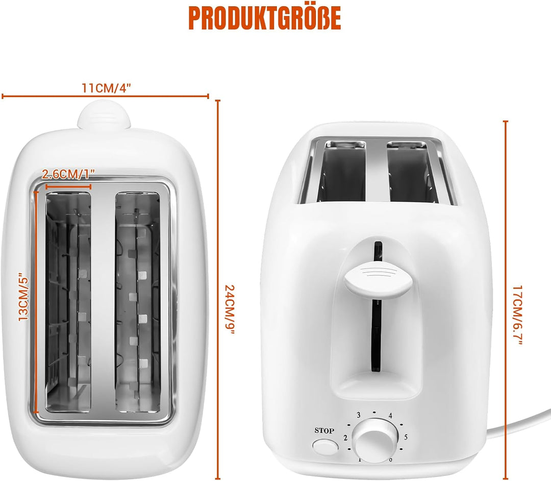 Automatik-Langschlitztoaster, Edelstahl, 2 Extra-breite Schlitze, 1400W Leistung, mit Brötchenaufsat