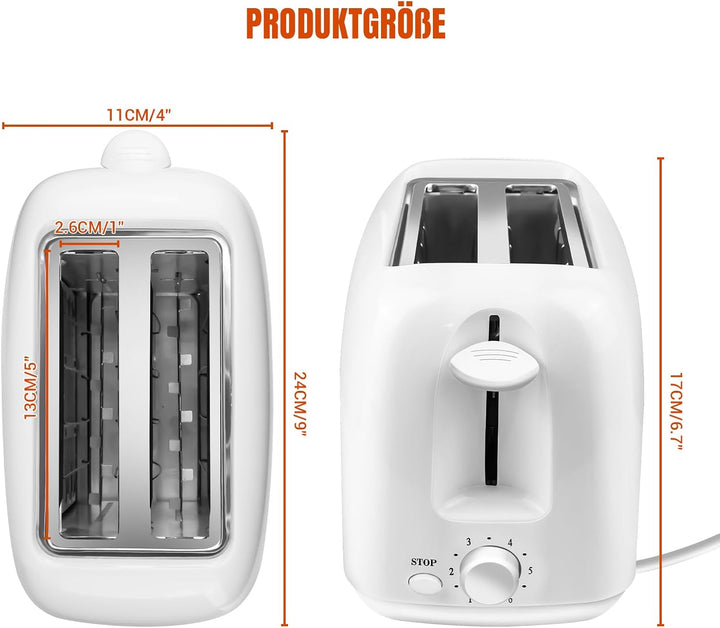 Automatik-Langschlitztoaster, Edelstahl, 2 Extra-breite Schlitze, 1400W Leistung, mit Brötchenaufsat