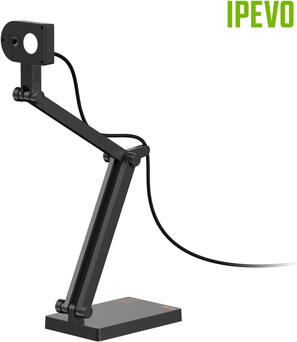 Dokumentenkamera IPEVO V4K PRO Ultra HD USB mit KI-gestütztem Mikrofon, für Visualisierung im Klasse