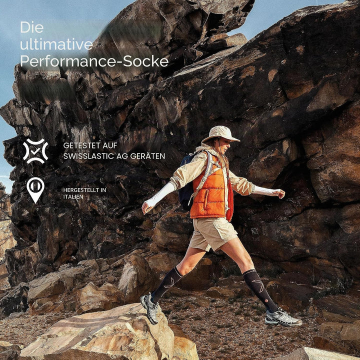 STOX Energy Socks, Wandersocken Damen, Kompressionklasse 23-32 mmHg, Wandern, Kompressionsstrümpfe,