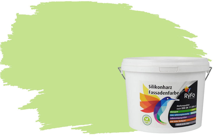 RyFo Colors Silikonharz Fassadenfarbe Lotuseffekt Trend Wasabigrün 3l - bunte Fassadenfarbe, weitere