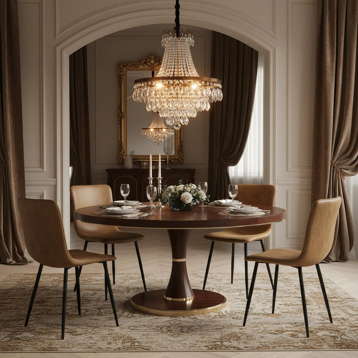FurnitureR Esszimmerstühle 4er Set Wildleder Küchenstühle mit Metallbeinen Schlafzimmer Wohnzimmerst
