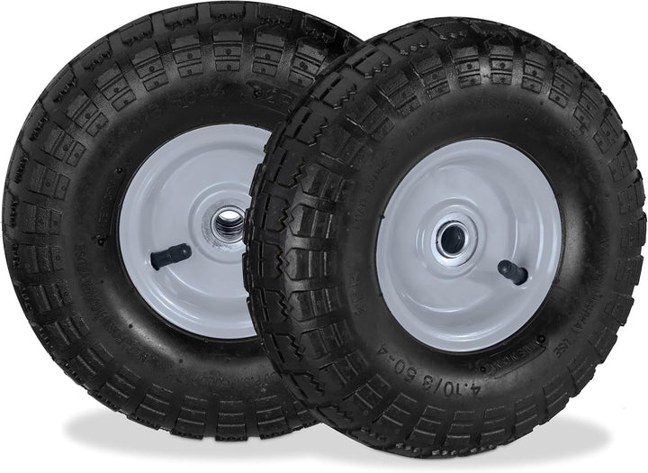 4 x Sackkarrenrad 4.1/3.5-4, luftbereifte Ersatzräder, für 16 mm Achse, 136 kg, Stahlfelge, 260x85 m