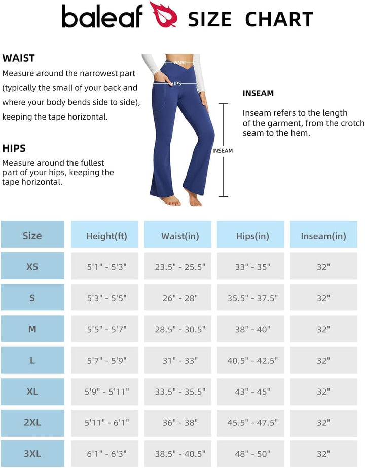 baleaf Damen Yogahose mit Taschen Schlaghose Stoff Flare Leggings Bauchkontrolle Sporthose Stretch H