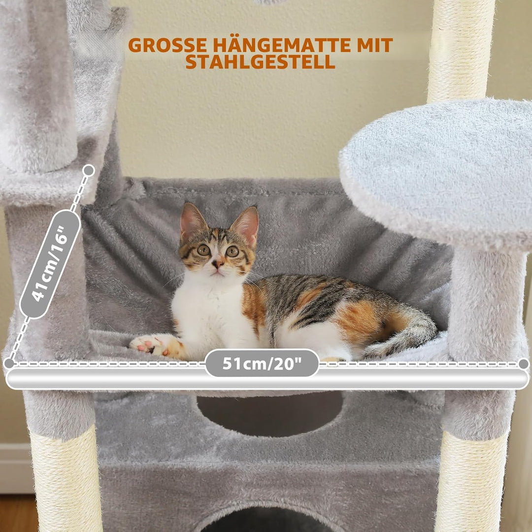 PAWZ Road Kratzbaum für grosse Katzen, 184 cm, 1,9 m grosser Katzenturm mit Sisalüberzogenen Kratzbä