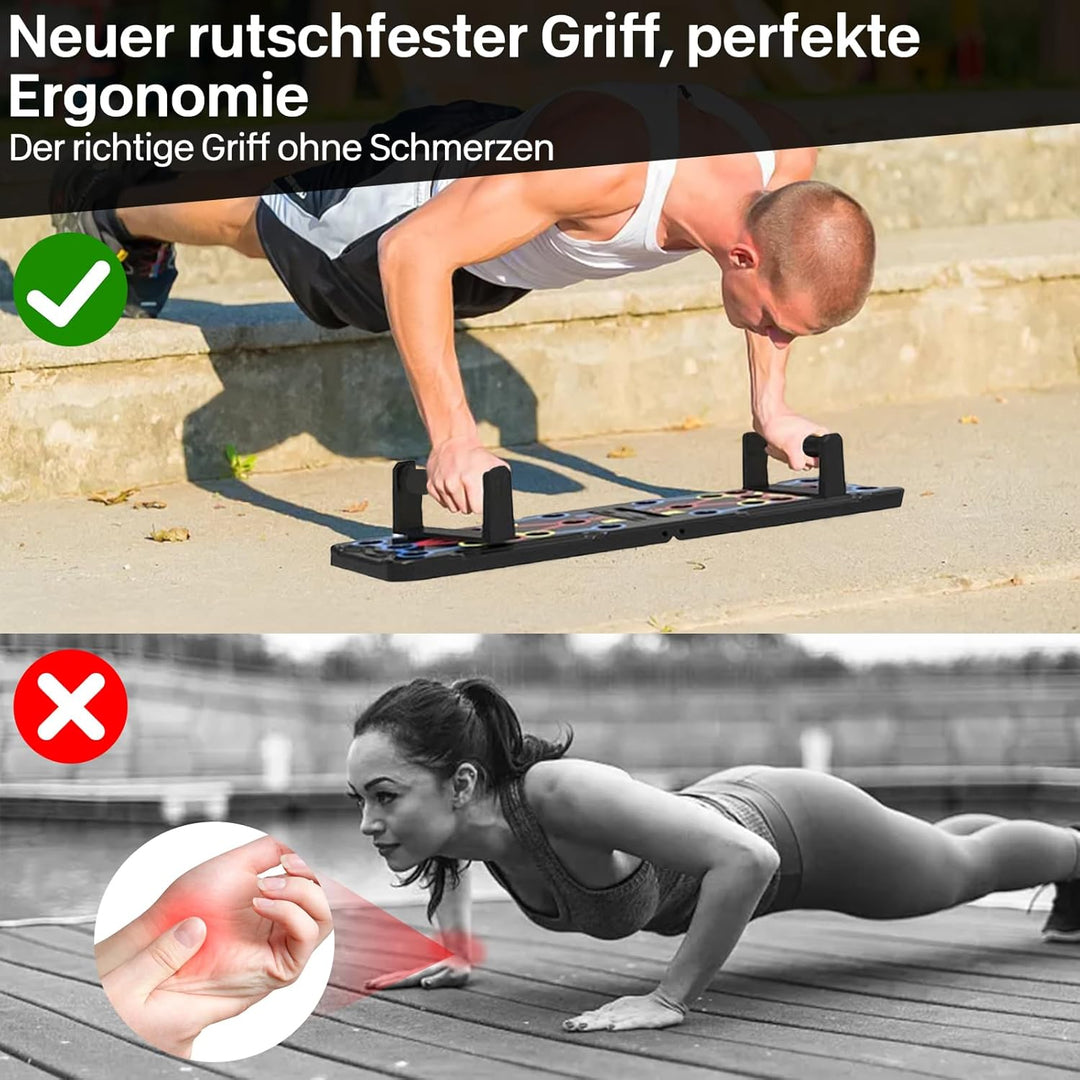 12 in 1 Faltbare Liegestütze Brett mit Handgriff für Muskeltraining Effektiv Formen,Push Up Board fü