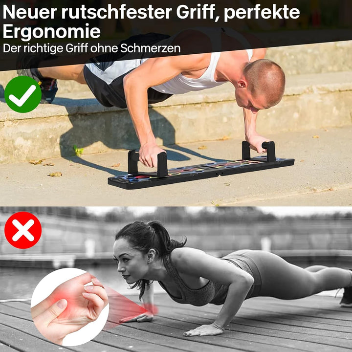 12 in 1 Faltbare Liegestütze Brett mit Handgriff für Muskeltraining Effektiv Formen,Push Up Board fü