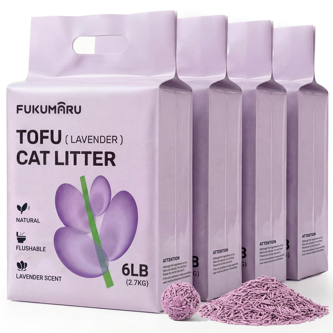 FUKUMARU Tofu Katzenstreu 10,8 kg - Klumpendes Katzenstreu, Geruchsbekämpfung mit Lavendelduft, stau