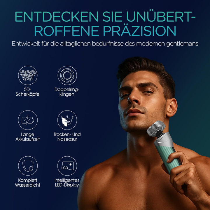 VOYOR Rasierer Herren Elektrisch 5D Elektrorasierer Herren Nassrasierer Herren-Und Trockenrasierer F