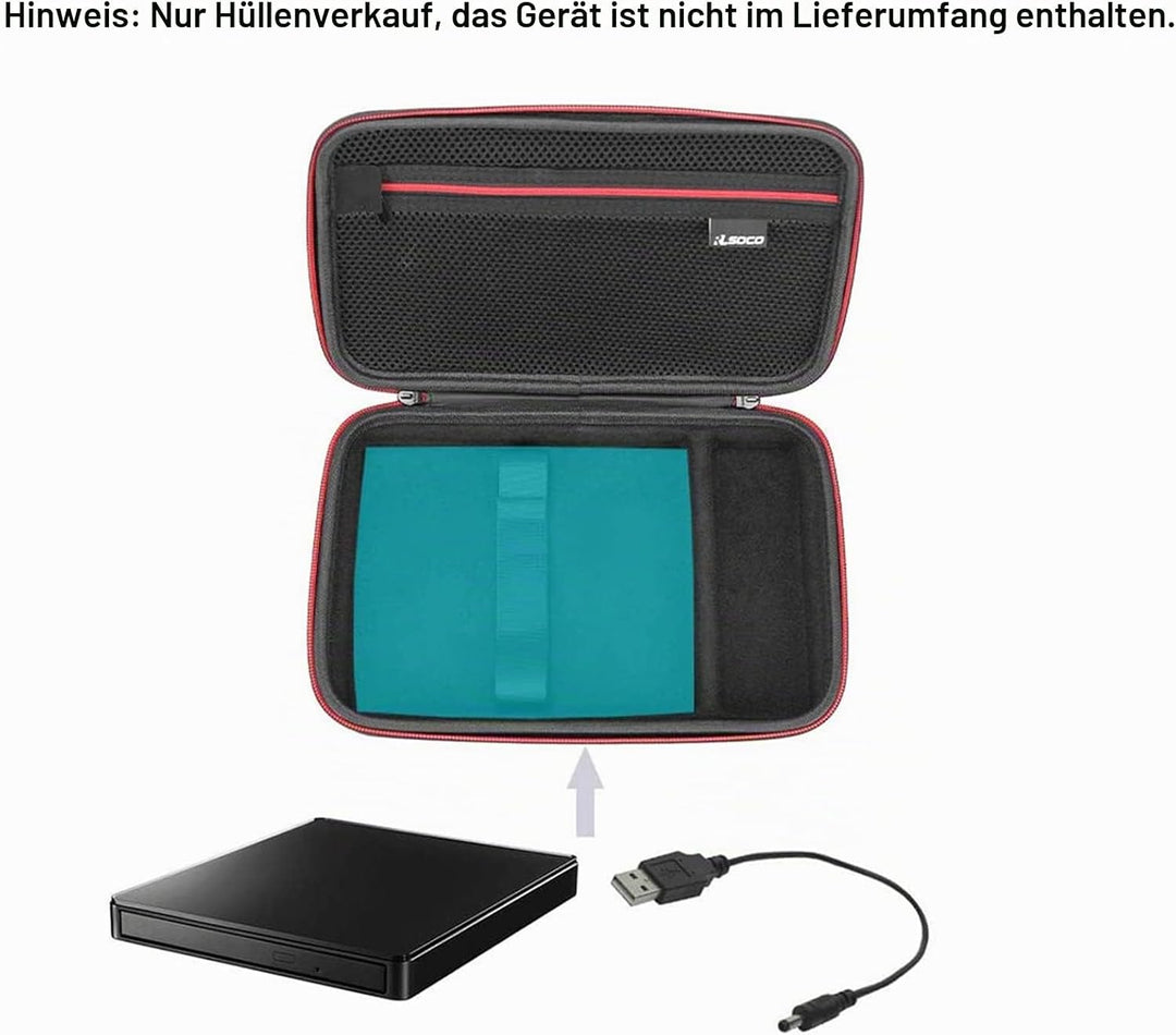 RLSOCO Tasche für externes CD/DVD-Laufwerk Brenner Reader Writer Player (Passend für Reader bis zu 1