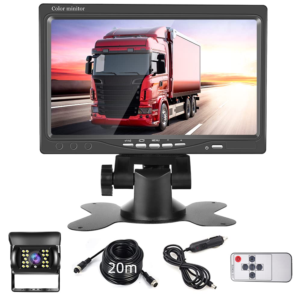 Hodozzy Rückfahrkamera-Set mit 7-Zoll-HD-Monitor, IP68 wasserdichte 18 IR Nachtsicht-Auto-Backup-Kam