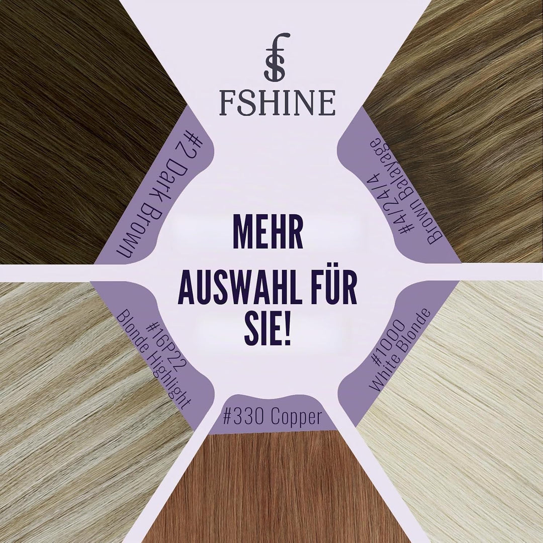 Fshine Tape Extensions Echthaar Balayage Mittelbraun bis Platinblond 30cm 30g Echthaar Extensions Ta