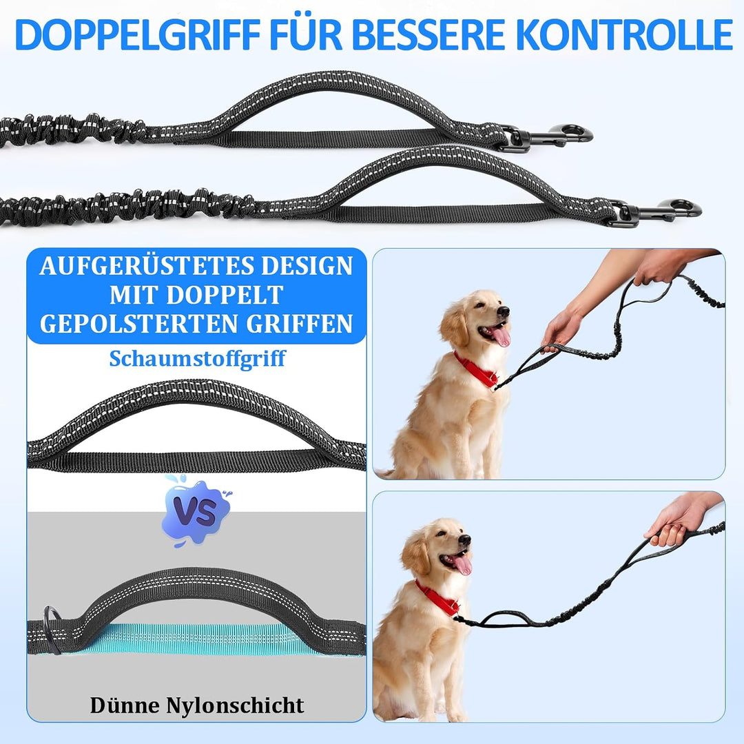 Philorn Joggingleine für 2 Hunde, Freihändig Laufleine für Hunde, Bauchgurt Hundeleine zum Joggen La