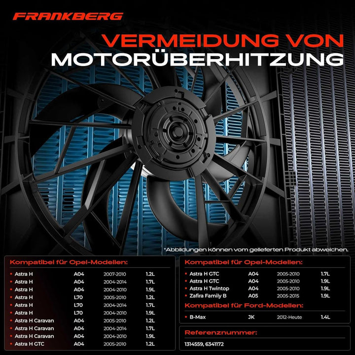 Kühlerlüfter Motorkühlung 3-Polig für B-Max JK Astra H L48 Astra H Caravan L35 Zafira B A05 Astra MK