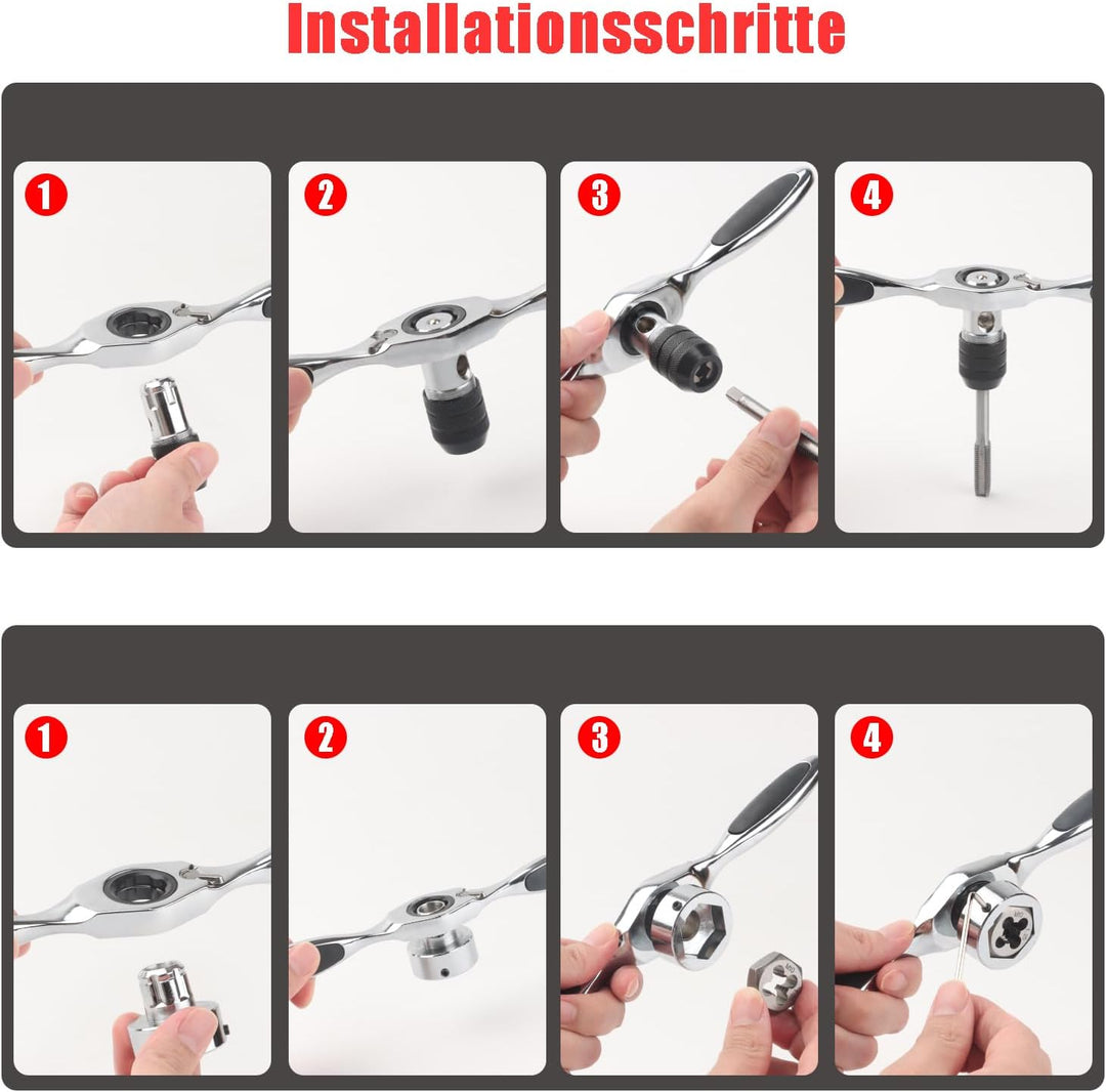 FOURROBBER Gewindeschneid-Satz 41-tlg M3-M12 Gewindeschneider Gewindebohrer Werkzeug mit Windeisen,