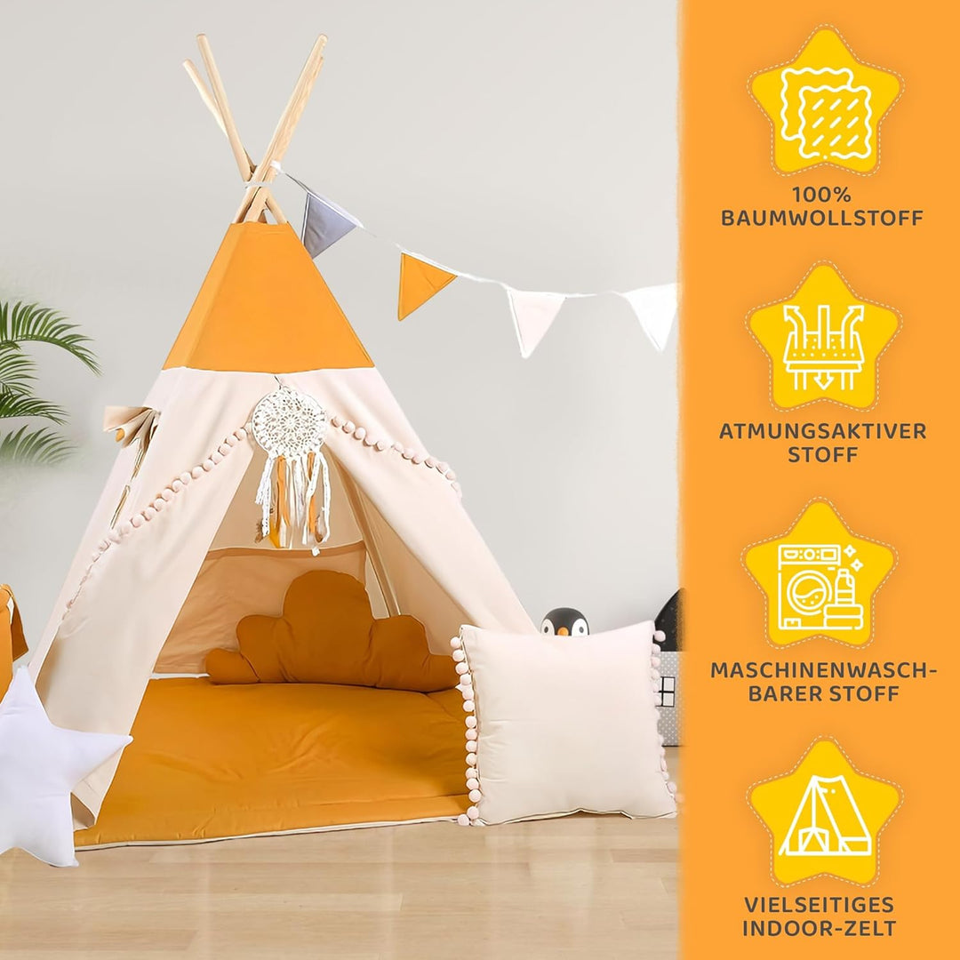 Rainbow Kids Zelt Kinderzimmer | Kinderzelt Indoor & Im Freien Klassisches Baumwolle Leinwand Spielz