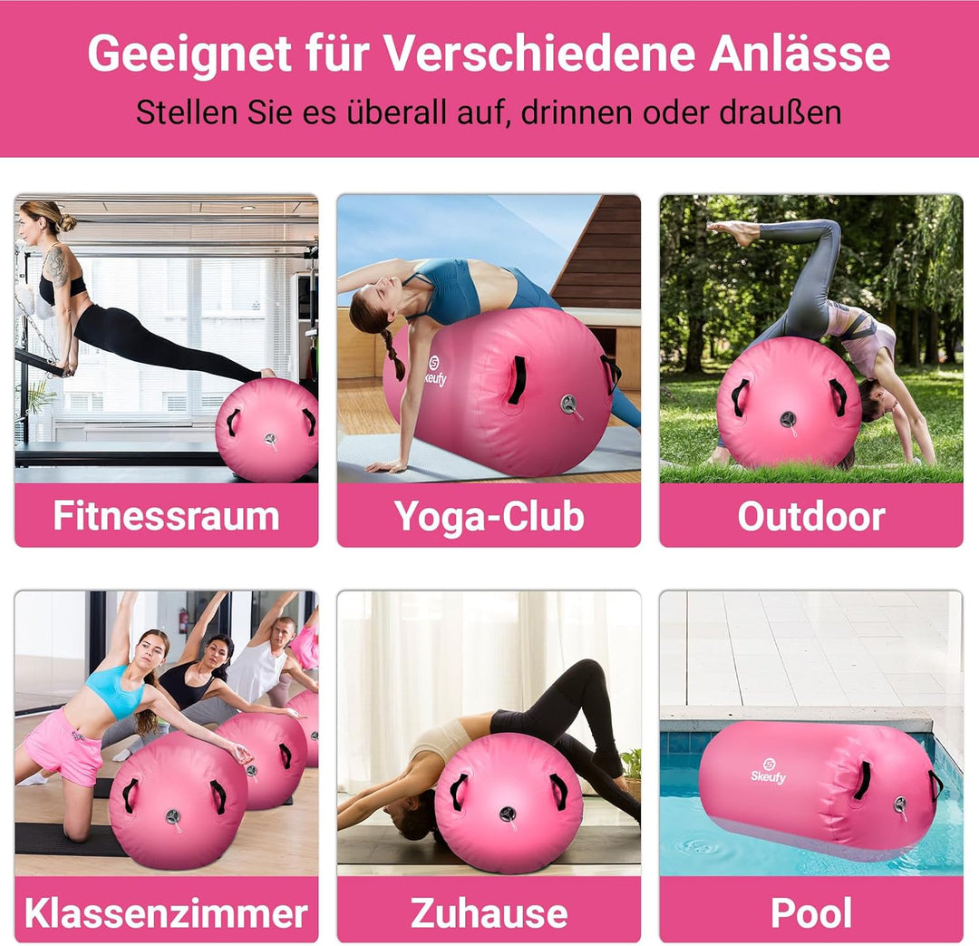 Skeufy Air Matte Track, Aufblasbare Gymnastik Yoga Air Matte Roll mit Elektrischer Luftpumpe, Airrol