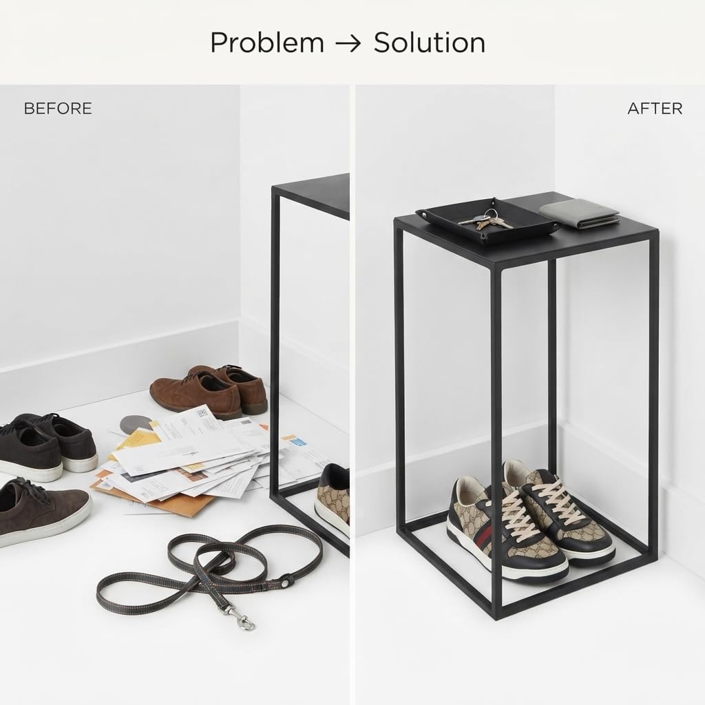 Metall Blumenständer Ständer für Blumentopf Modernes Loft Industriell Plant Stand (Schwarz), Schwarz