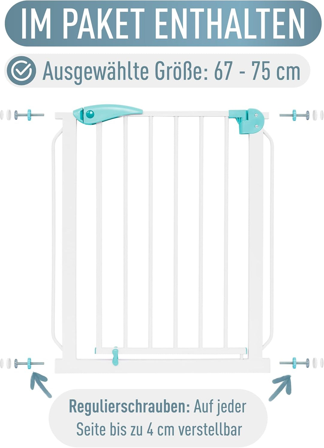 ib style Türschutzgitter Berrin 67-175, Treppengitter für Babys, Treppenschutzgitter ohne Bohren, Tü